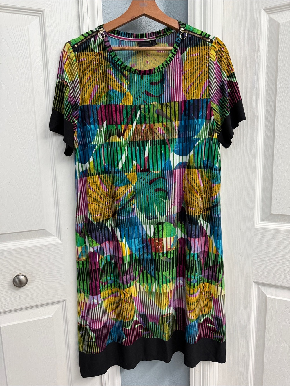 Rafaella Multicolored Tropical Short Sleeve Dress size large